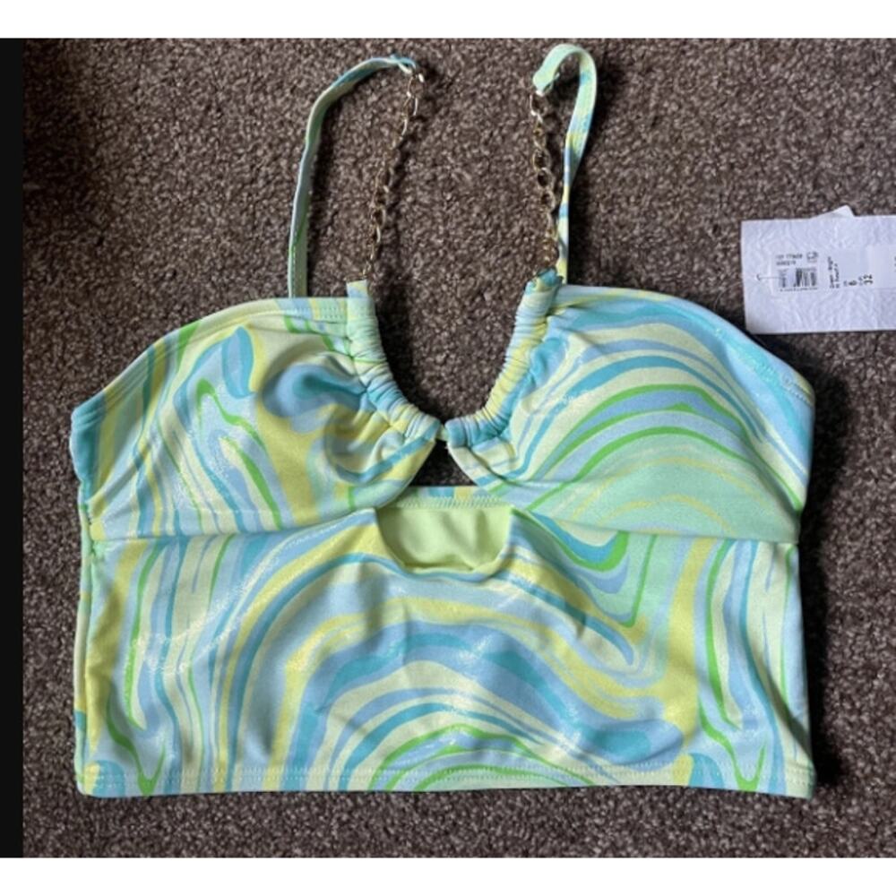 RIVER ISLAND Sun Shop Green Yellow Print Chain - Picture 1 of 8